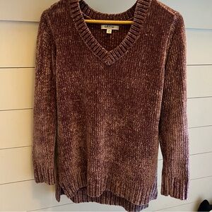 Orvis Women’s Mauve Plum Chenille Soft V-neck Sweater Size Medium